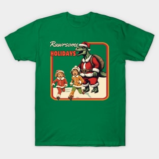 Dinosaur  Santa Claus T-Shirt